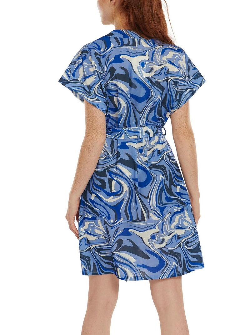 Robe estivale ceinturée manches courtes Palma Bleu - Kiabi