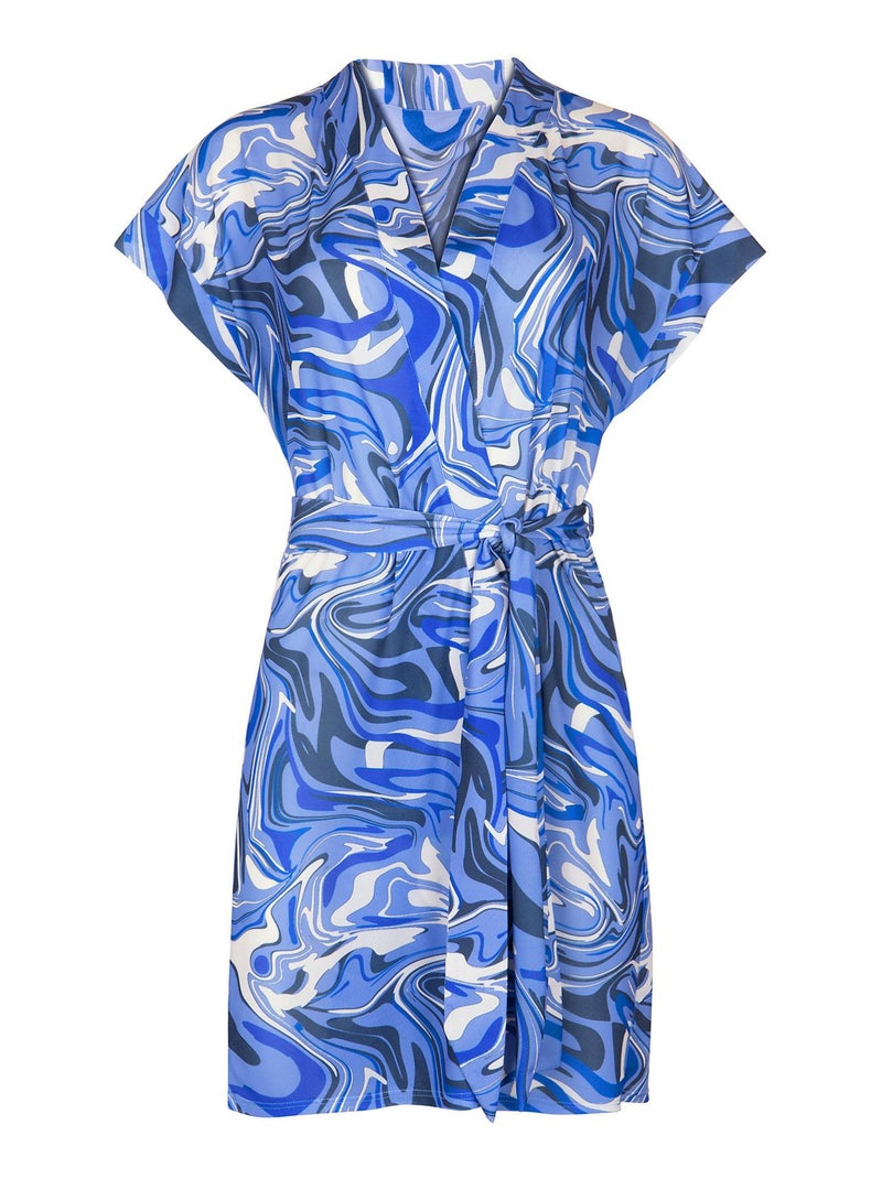 Robe estivale ceinturée manches courtes Palma Bleu - Kiabi