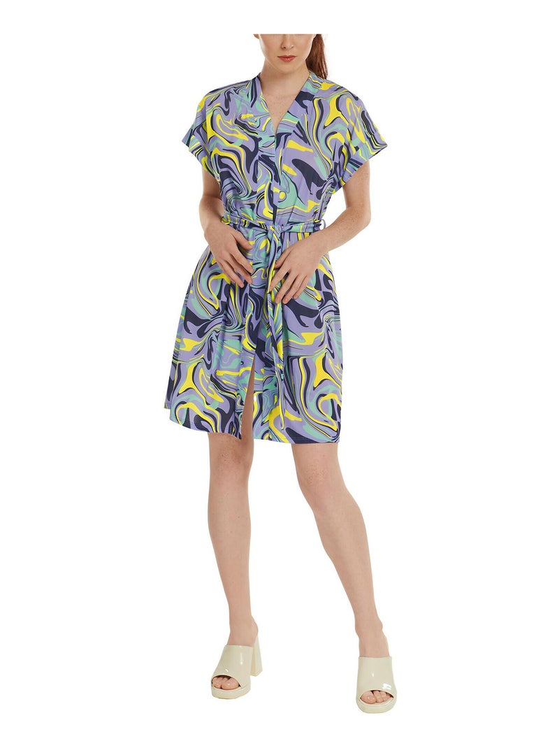 Robe estivale ceinturée manches courtes Palma Violet - Kiabi