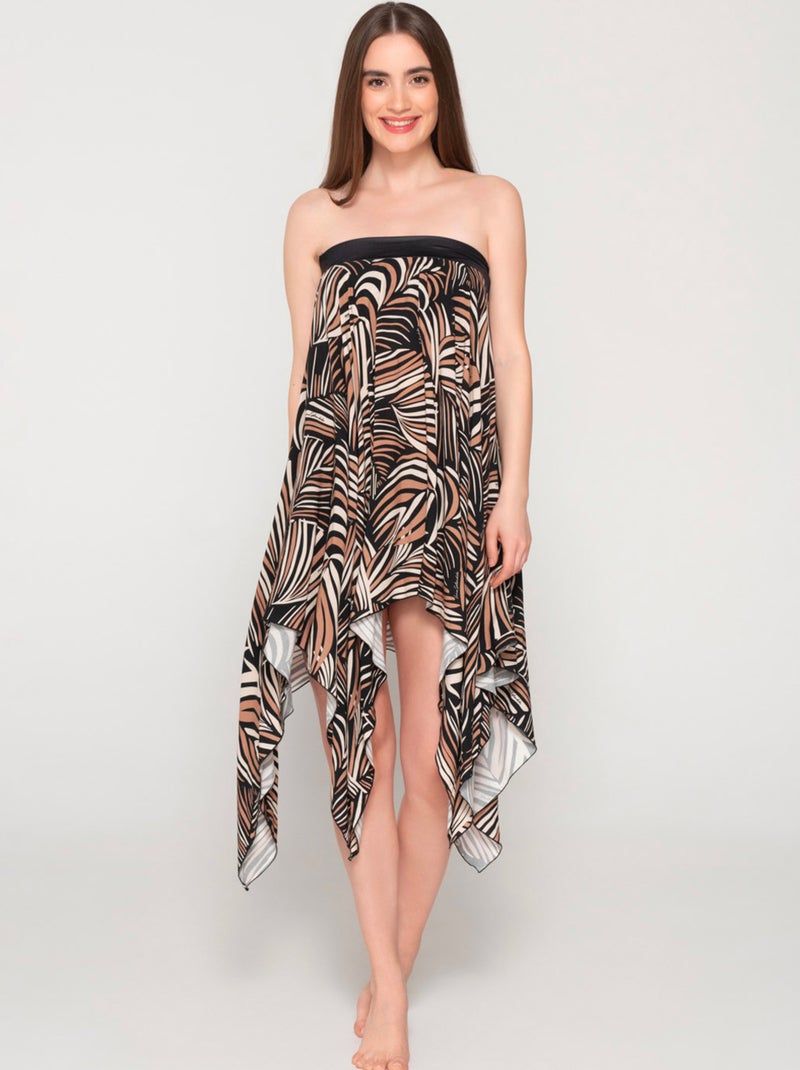 Robe estivale convertible jupe MARTINI Noir Marron Blanc - Kiabi