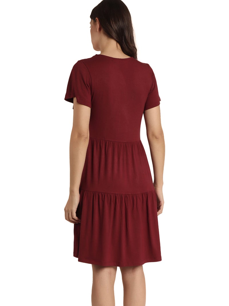 Robe estivale manches courtes Cute Bordeaux - Kiabi
