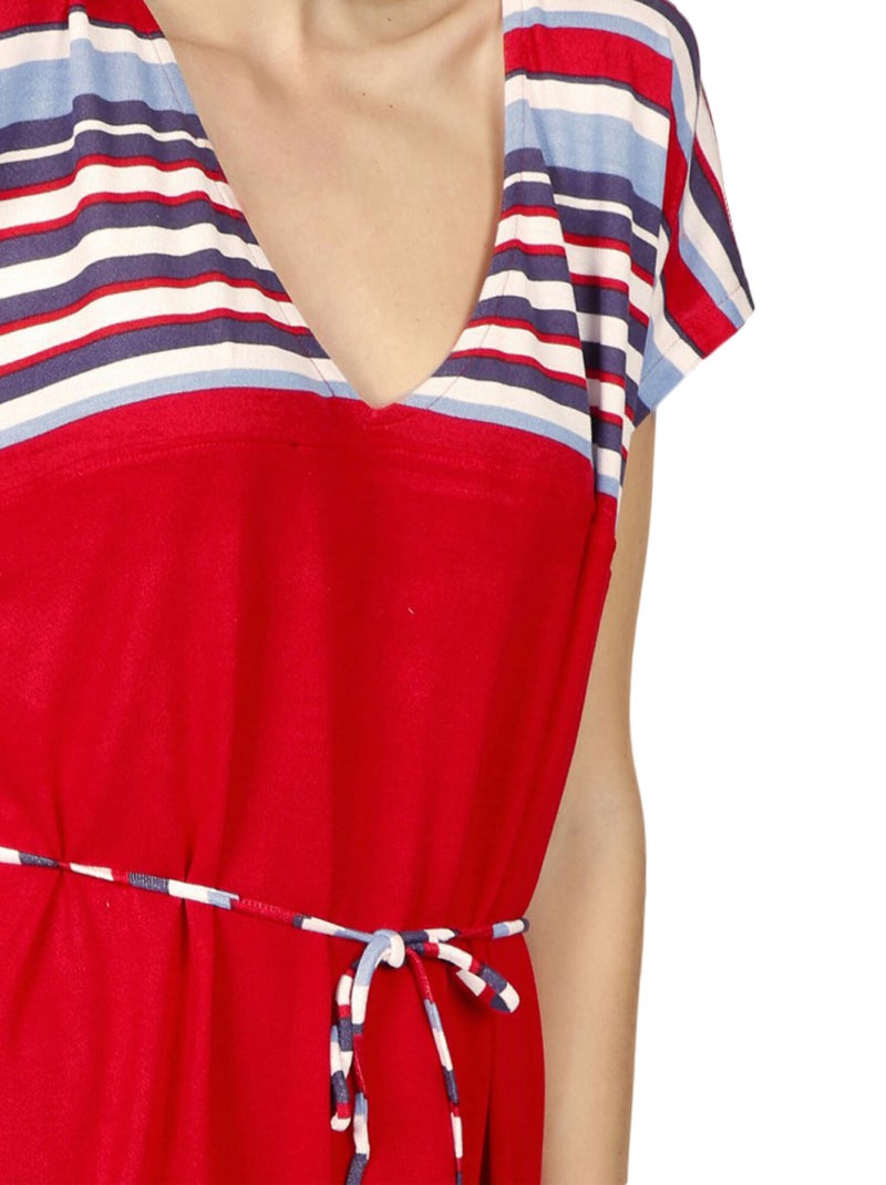 Robe estivale manches courtes Elegant Stripes rouge Rouge - Kiabi