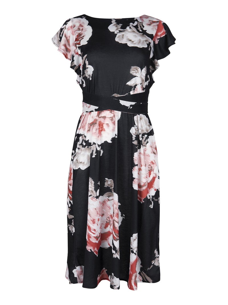 Robe estivale manches courtes Hawaii Noir - Kiabi