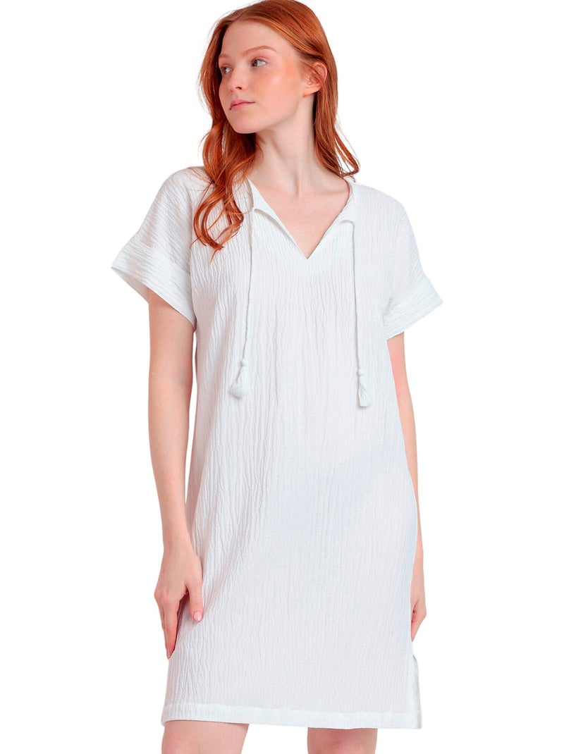 Robe estivale manches courtes Linen Style Blanc - Kiabi