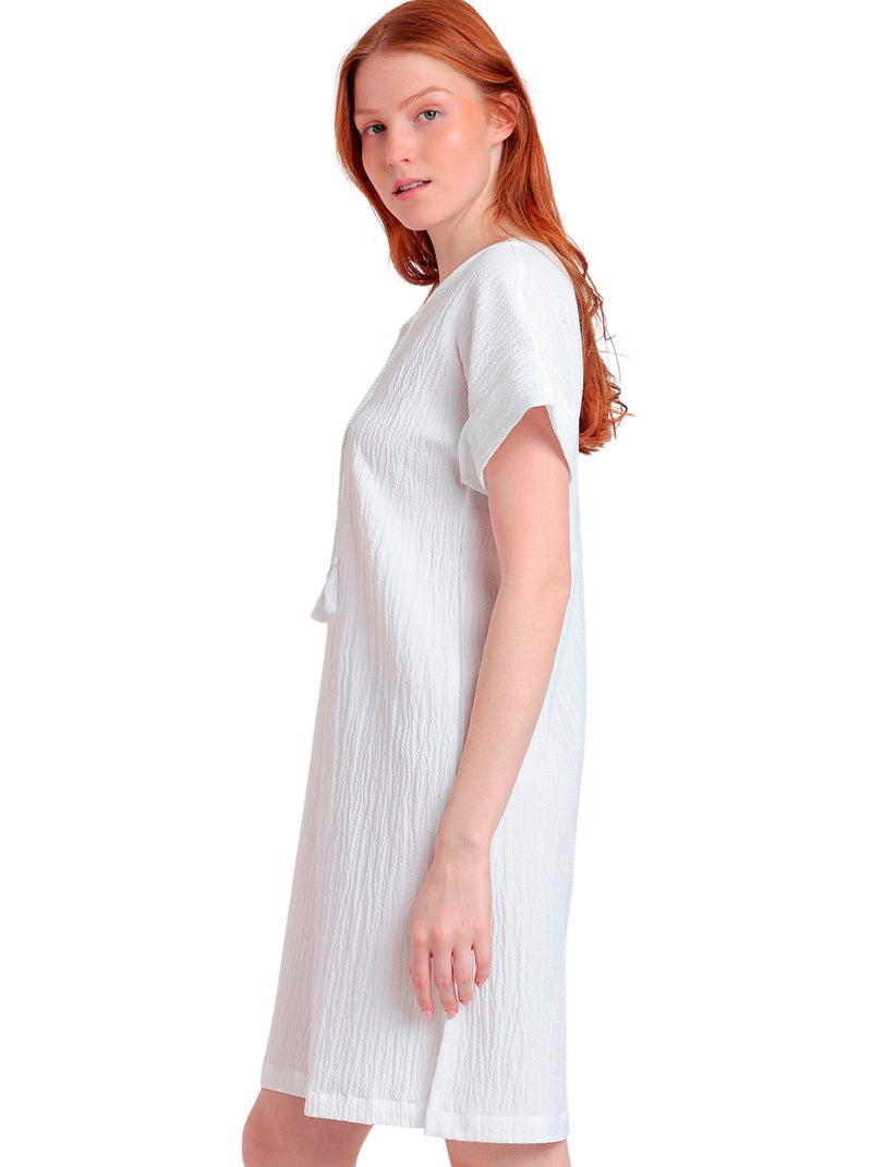 Robe estivale manches courtes Linen Style Blanc - Kiabi