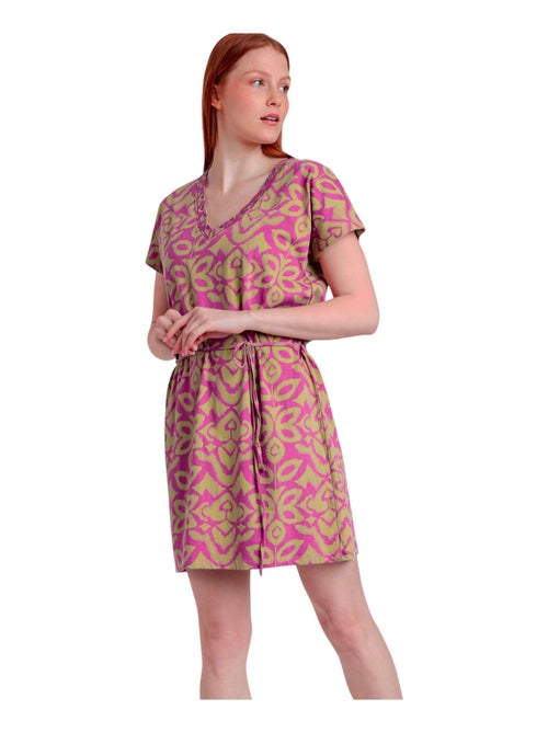 Robe estivale manches courtes Pink And Green - Kiabi