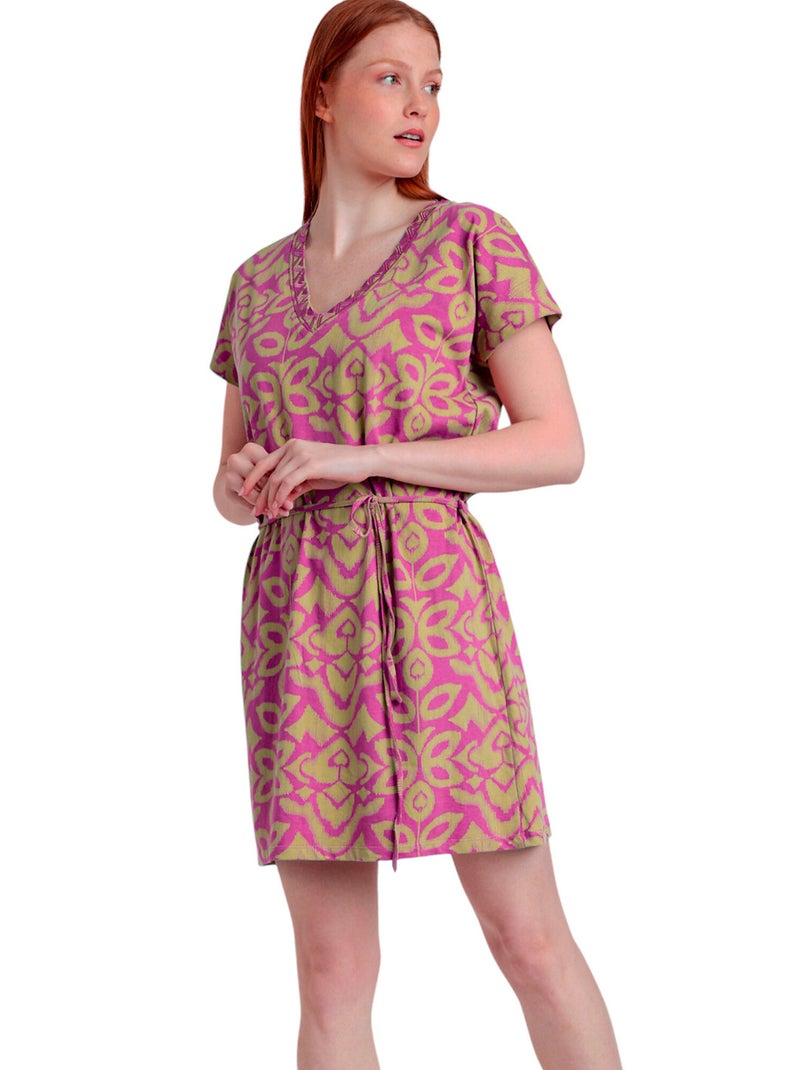 Robe estivale manches courtes Pink And Green Violet - Kiabi