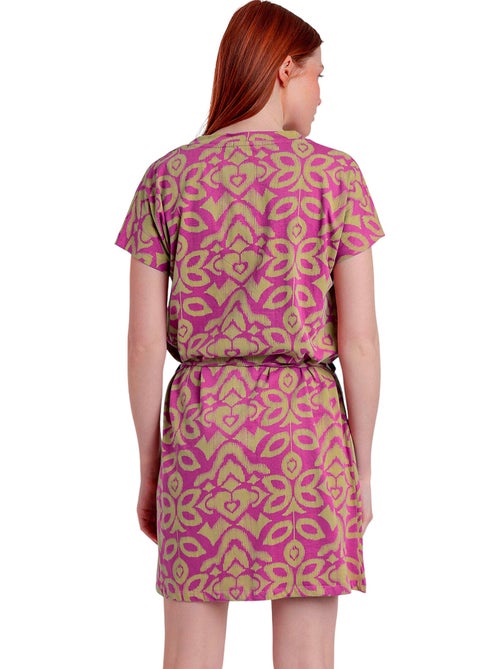 Robe estivale manches courtes Pink And Green - Kiabi