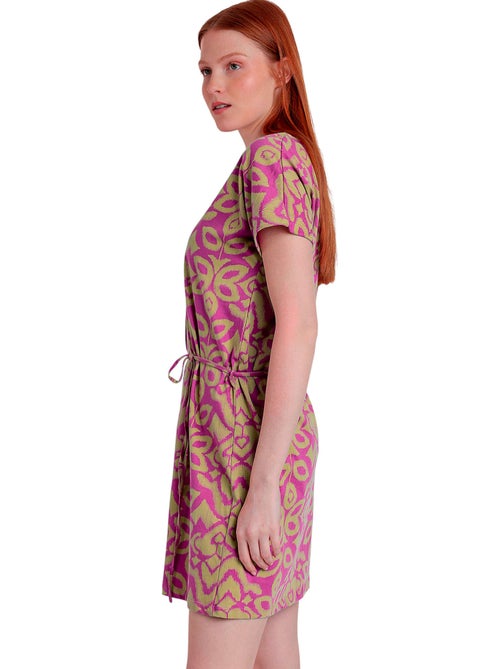 Robe estivale manches courtes Pink And Green - Kiabi