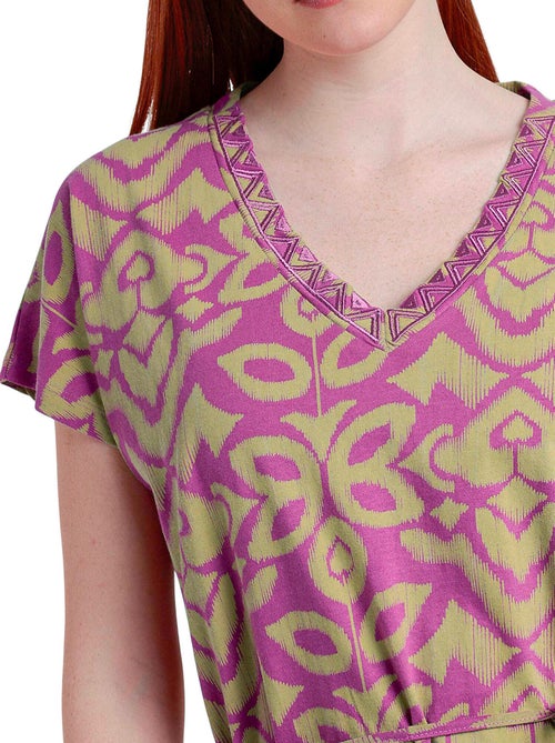 Robe estivale manches courtes Pink And Green - Kiabi