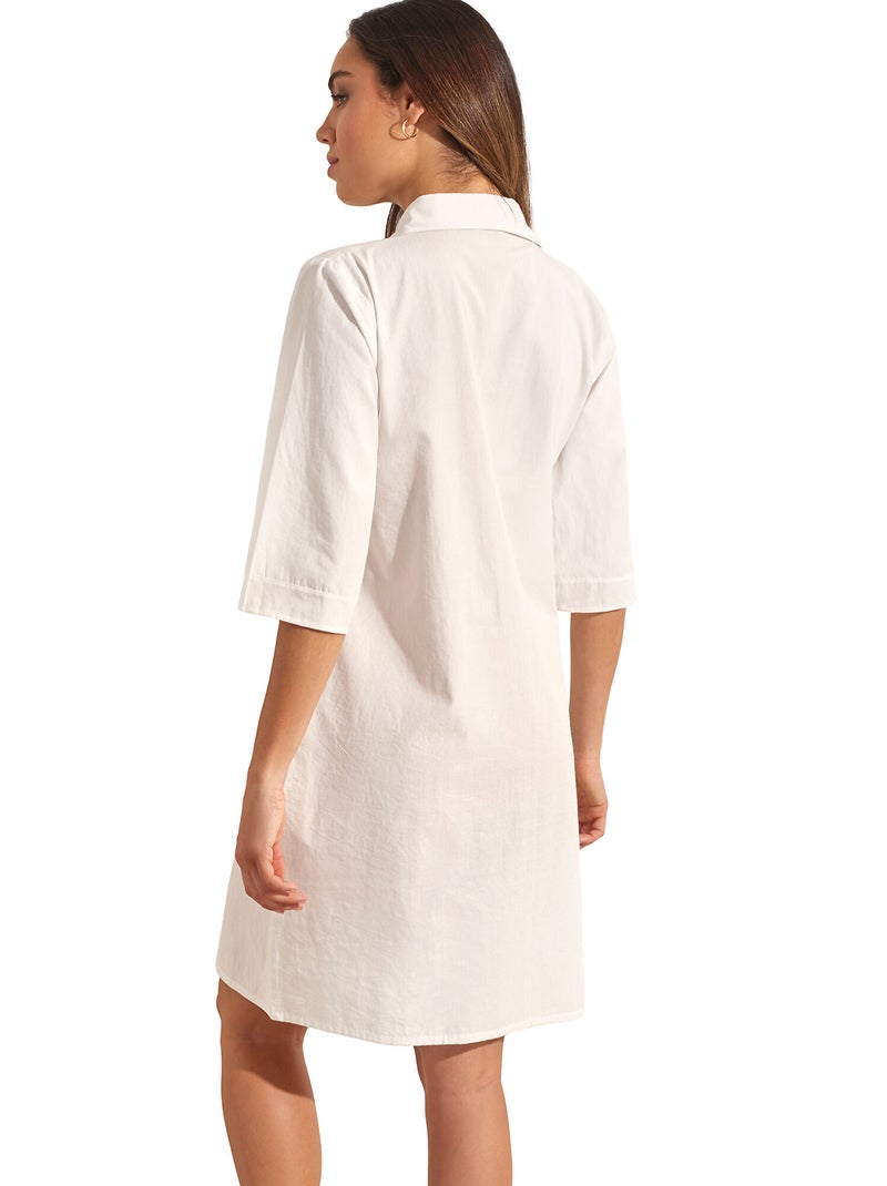 Robe estivale manches mi-longues ATLANTIS Ecru - Kiabi