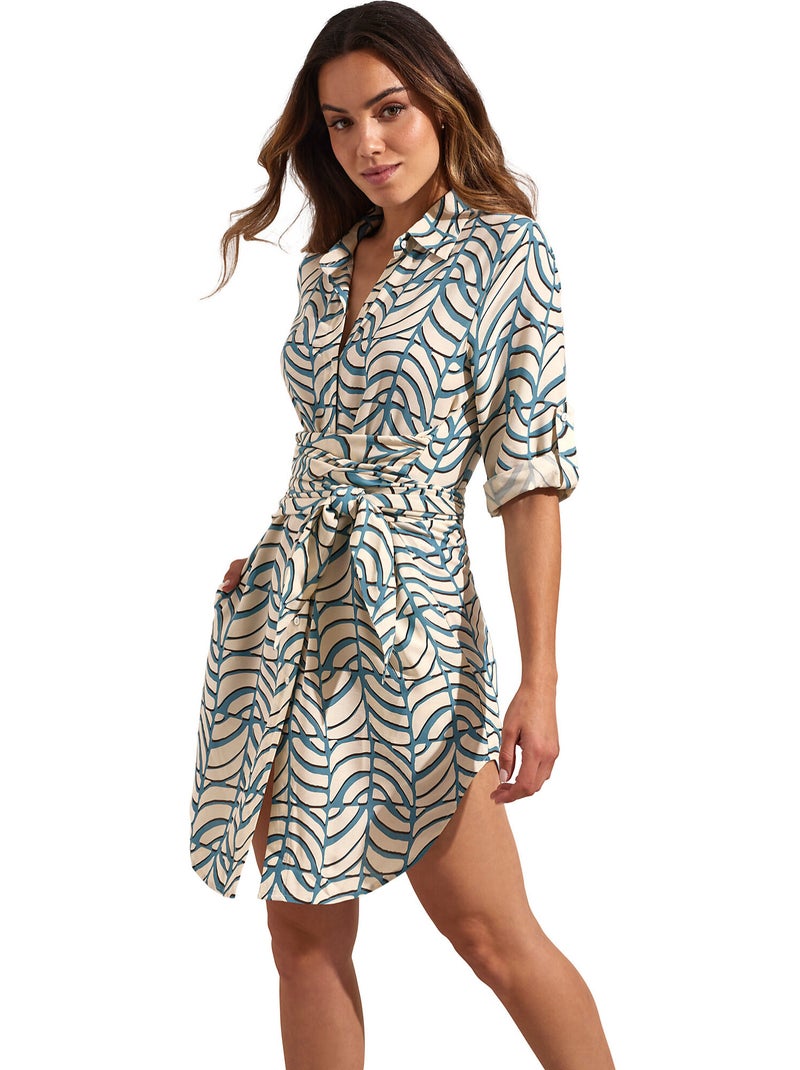 Robe estivale manches mi-longues MOAIS Bleu - Kiabi