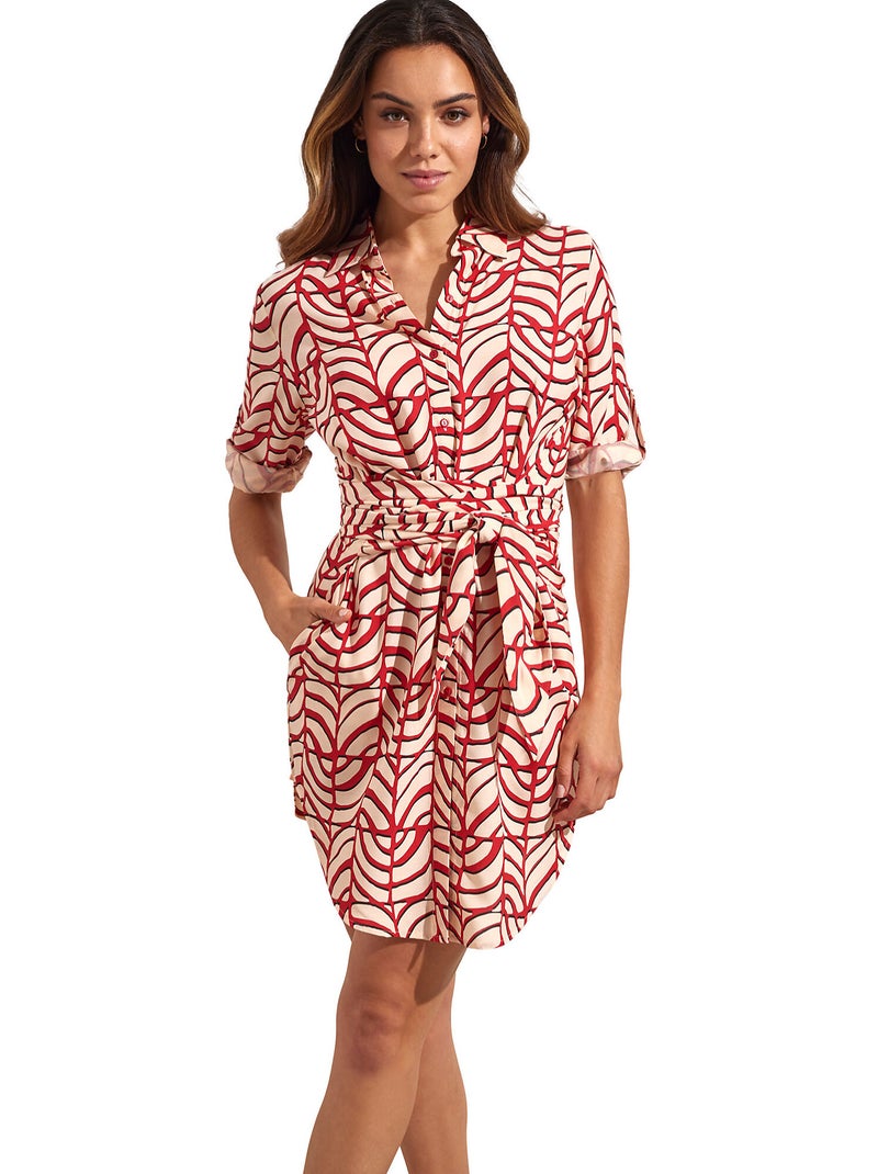 Robe estivale manches mi-longues MOAIS Rouge - Kiabi