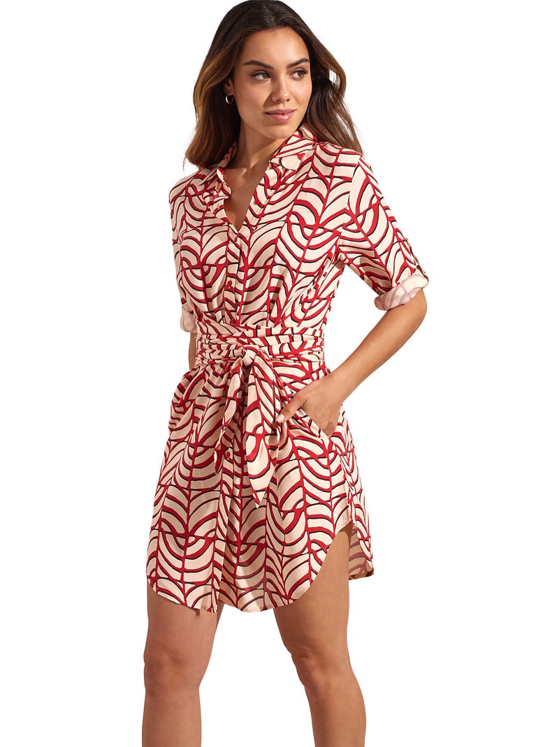 Robe estivale manches mi-longues MOAIS Rouge - Kiabi