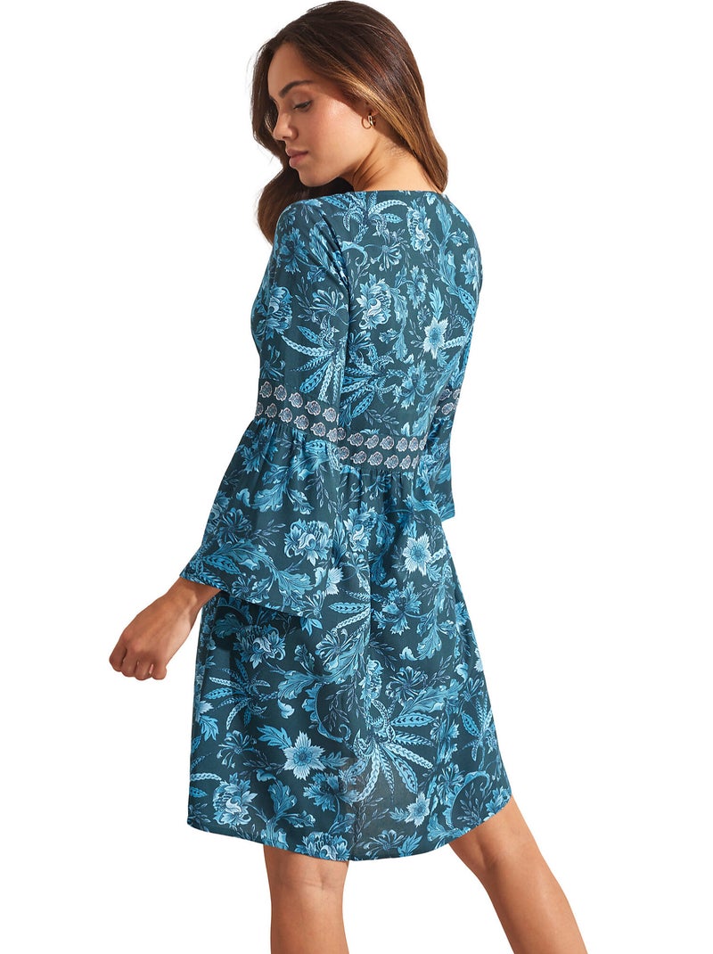 Robe estivale manches trois-quarts ACANTHUS Bleu - Kiabi