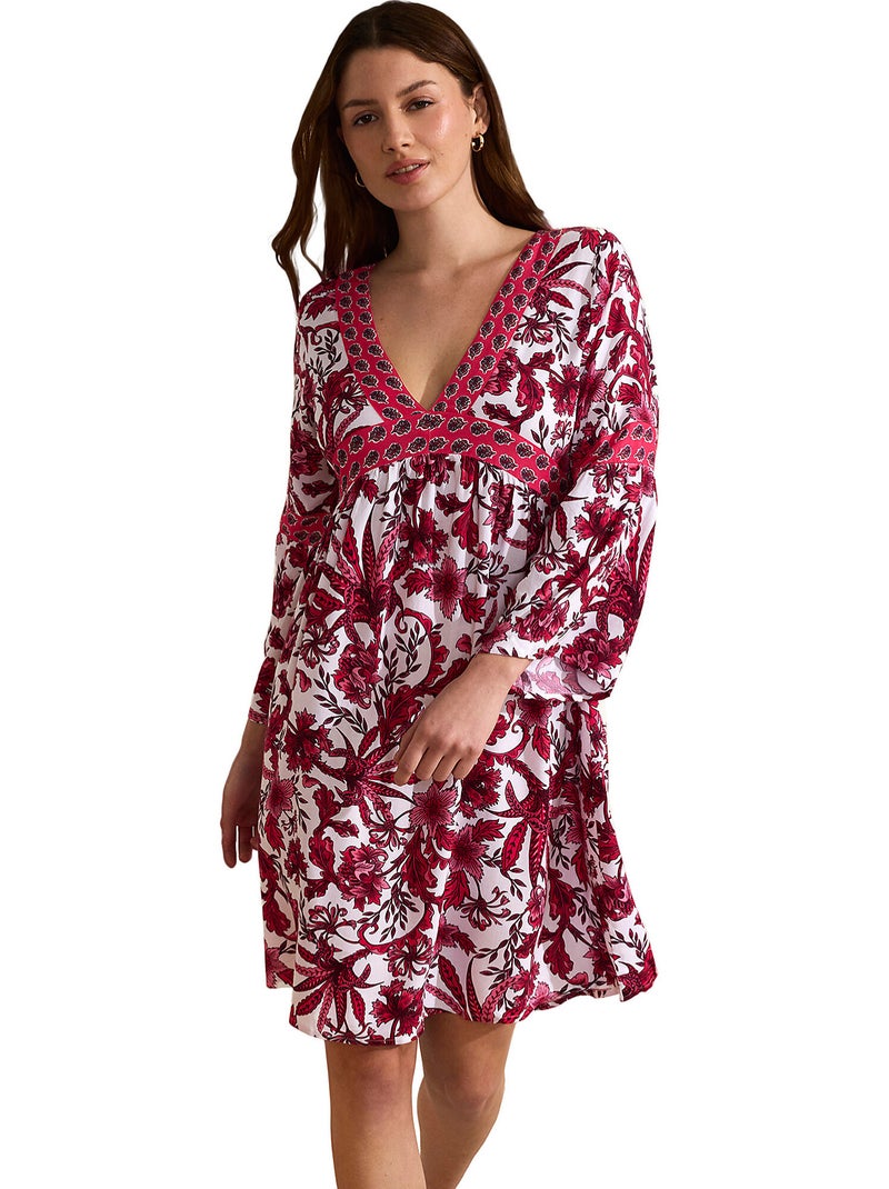 Robe estivale manches trois-quarts ACANTHUS Rose - Kiabi