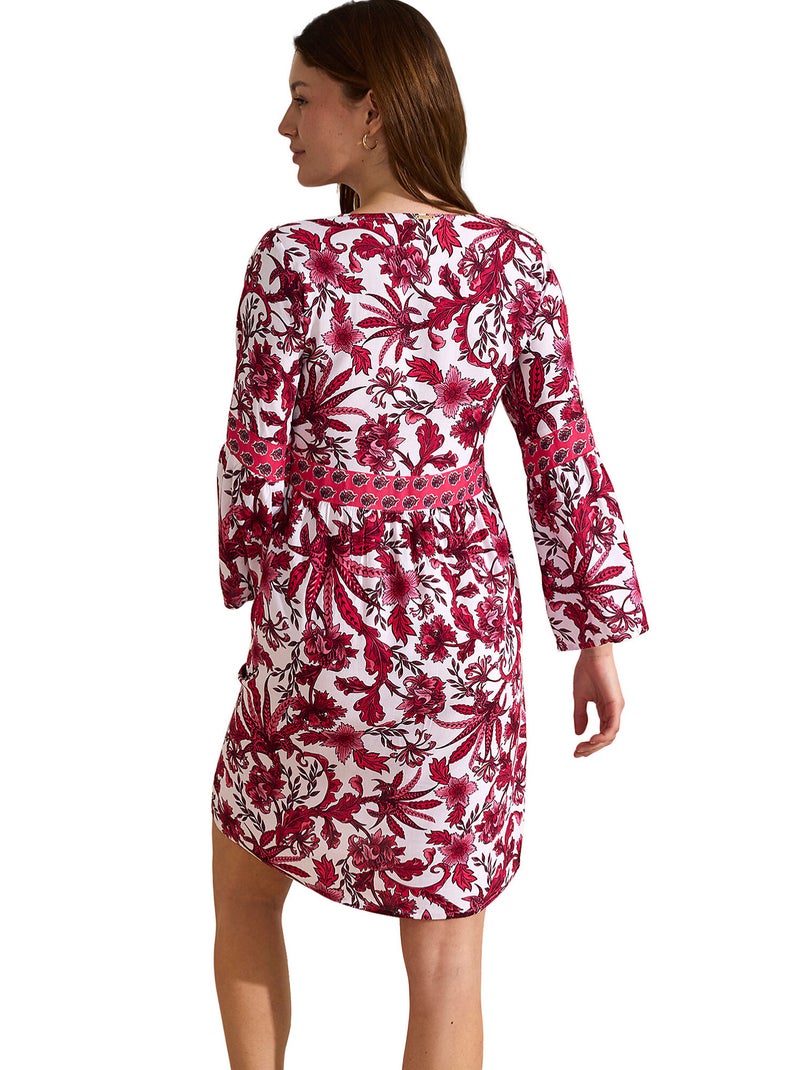 Robe estivale manches trois-quarts ACANTHUS Rose - Kiabi