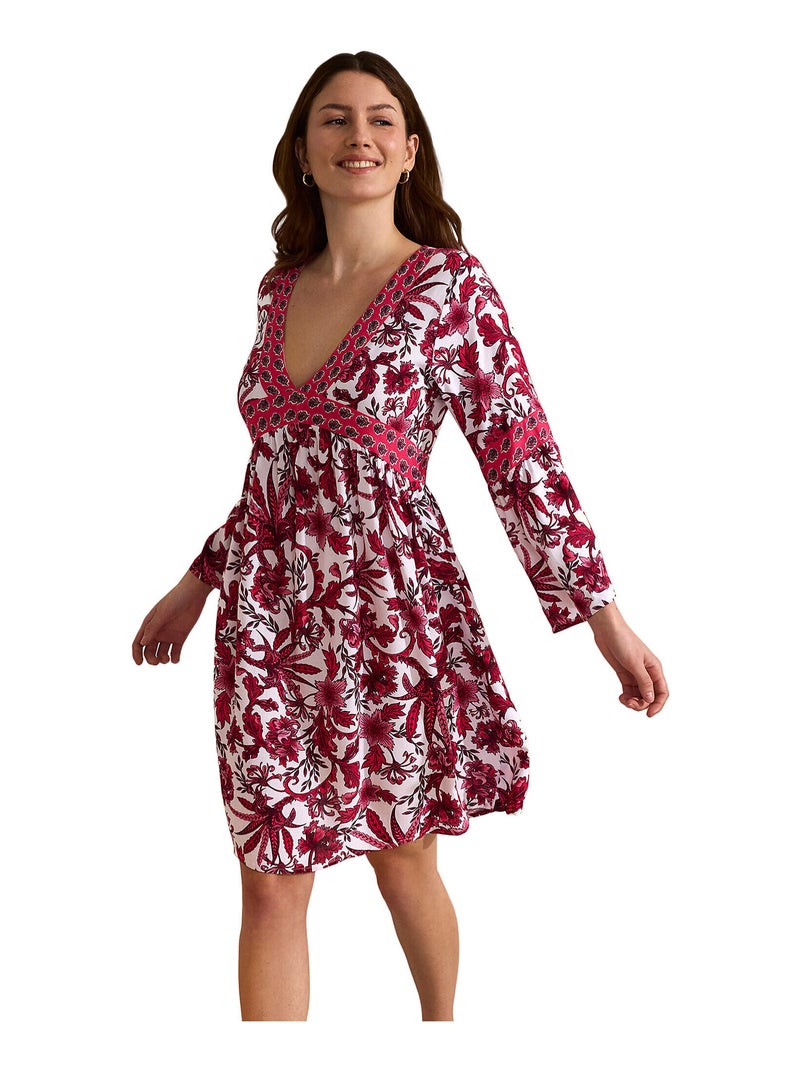 Robe estivale manches trois-quarts ACANTHUS Rose - Kiabi
