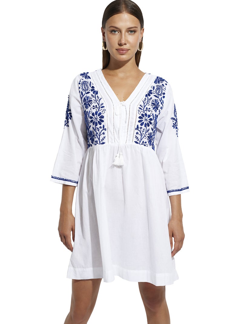 Robe estivale manches trois-quarts Daiquiri Bleu - Kiabi