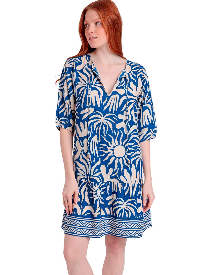 Robe estivale manches trois-quarts Sun Summer Bleu - Kiabi