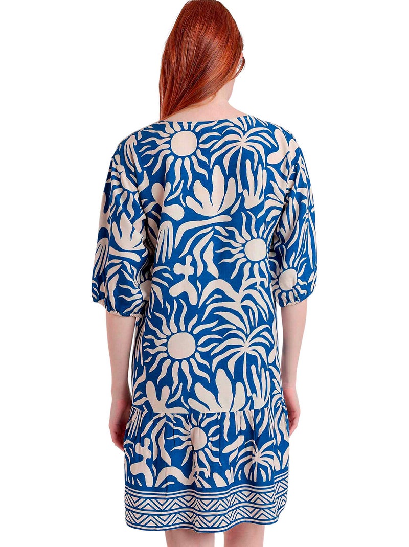 Robe estivale manches trois-quarts Sun Summer Bleu - Kiabi