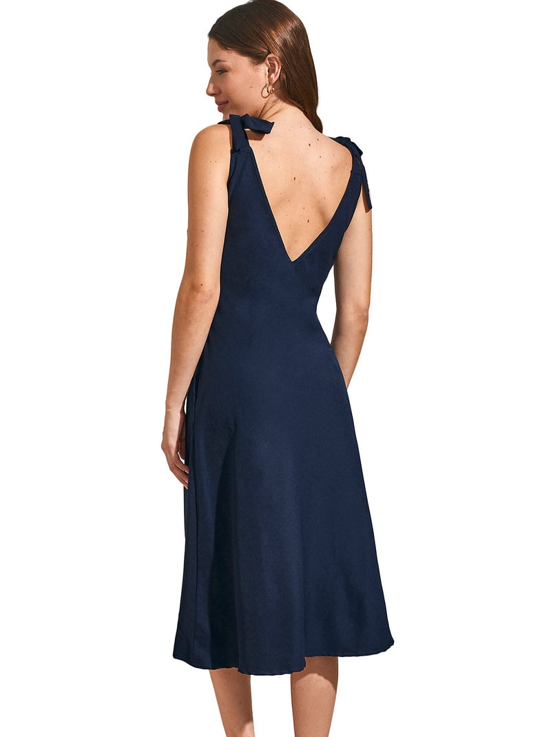 Robe estivale mi-longue à nouettes COMPLEMENTOS Bleu marine - Kiabi