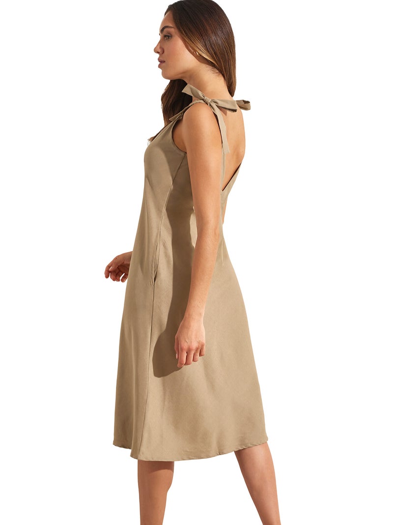 Robe estivale mi-longue à nouettes COMPLEMENTOS Kaki - Kiabi