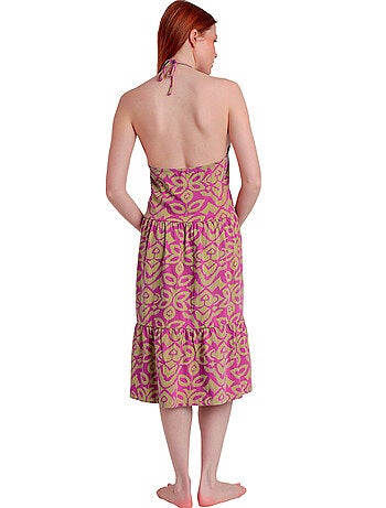 Robe estivale mi-longue dos nu Pink And Green