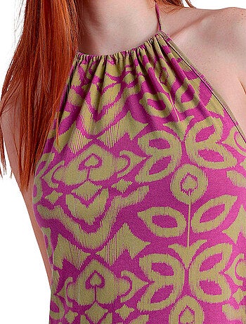 Robe estivale mi-longue dos nu Pink And Green