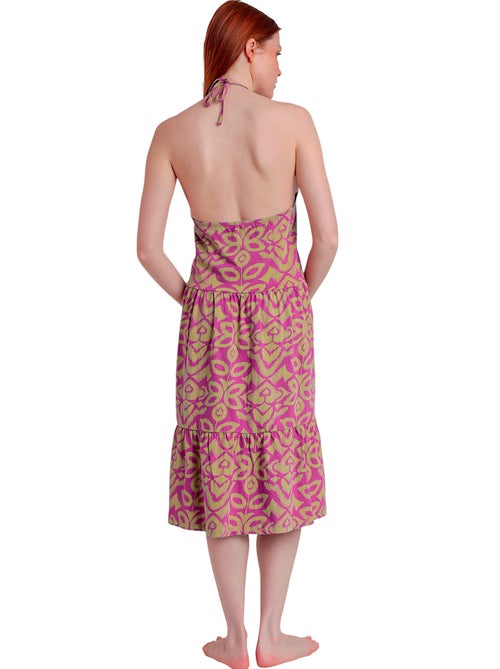 Robe estivale mi-longue dos nu Pink And Green - Kiabi