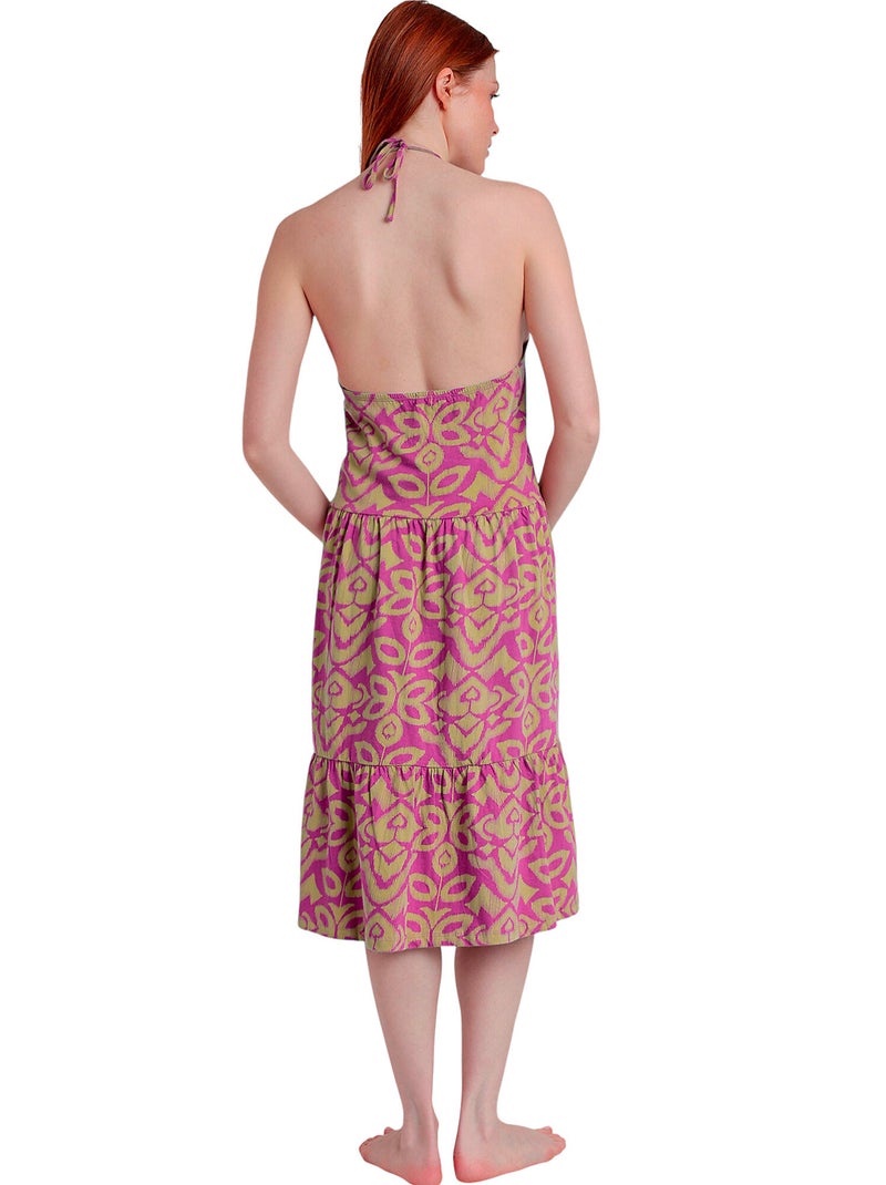 Robe estivale mi-longue dos nu Pink And Green Violet - Kiabi
