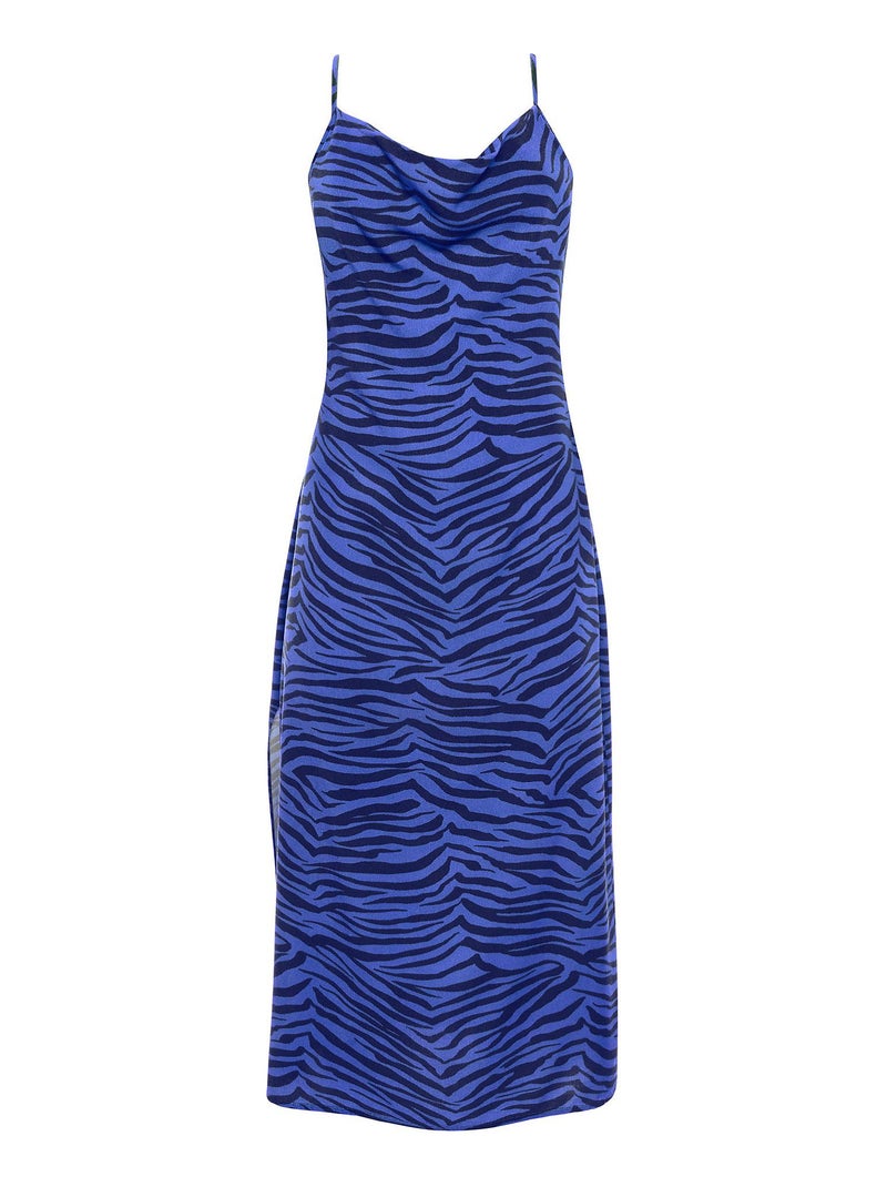 Robe estivale mi-longue fines bretelles Lima Bleu - Kiabi