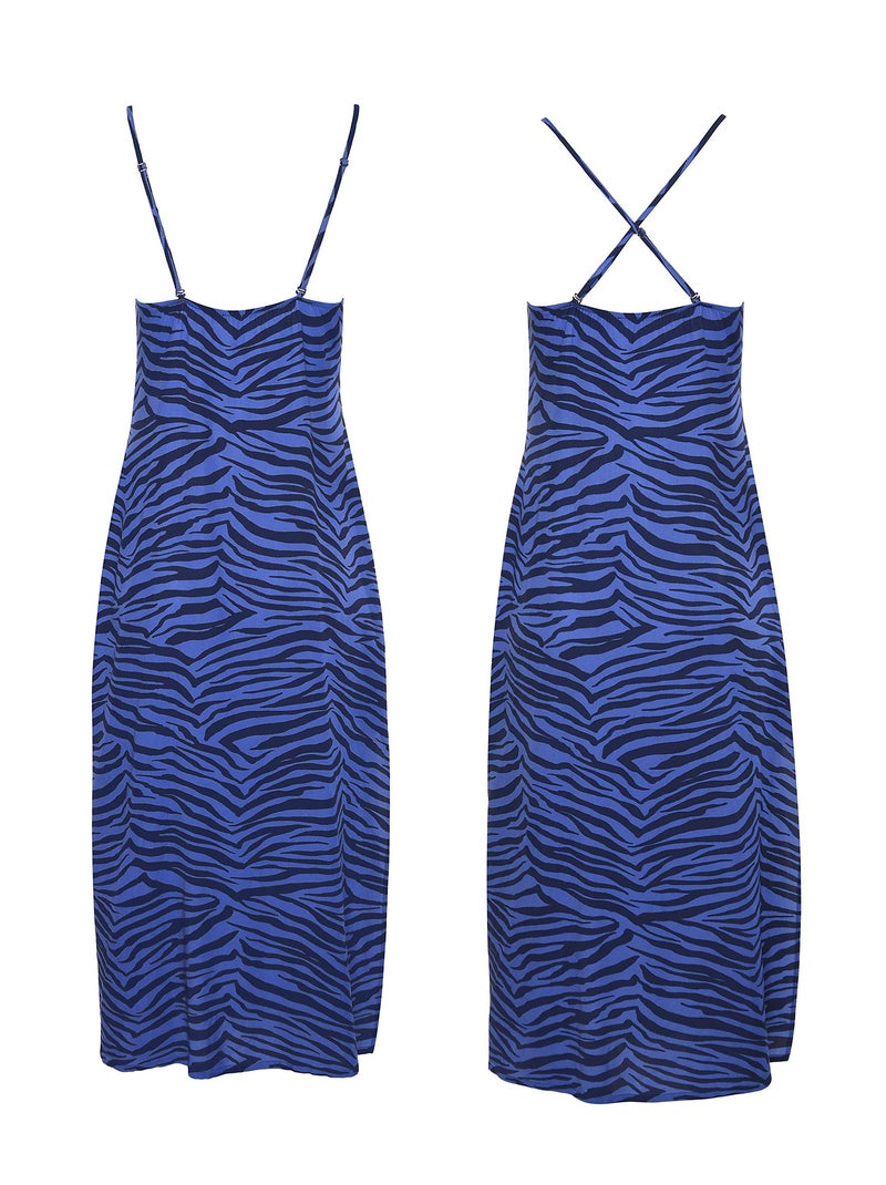Robe estivale mi-longue fines bretelles Lima Bleu - Kiabi