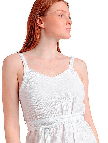 Robe estivale mi-longue fines bretelles Linen Style