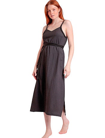 Robe estivale mi-longue fines bretelles Linen Style