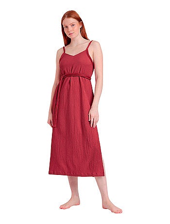 Robe estivale mi-longue fines bretelles Linen Style