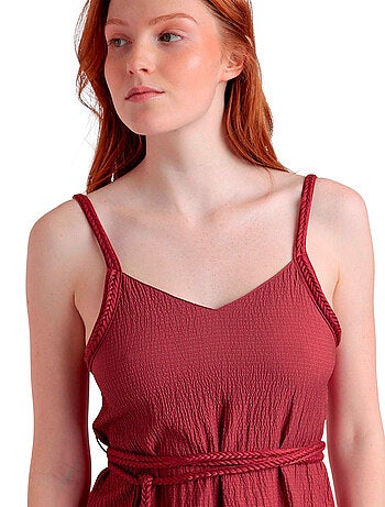 Robe estivale mi-longue fines bretelles Linen Style