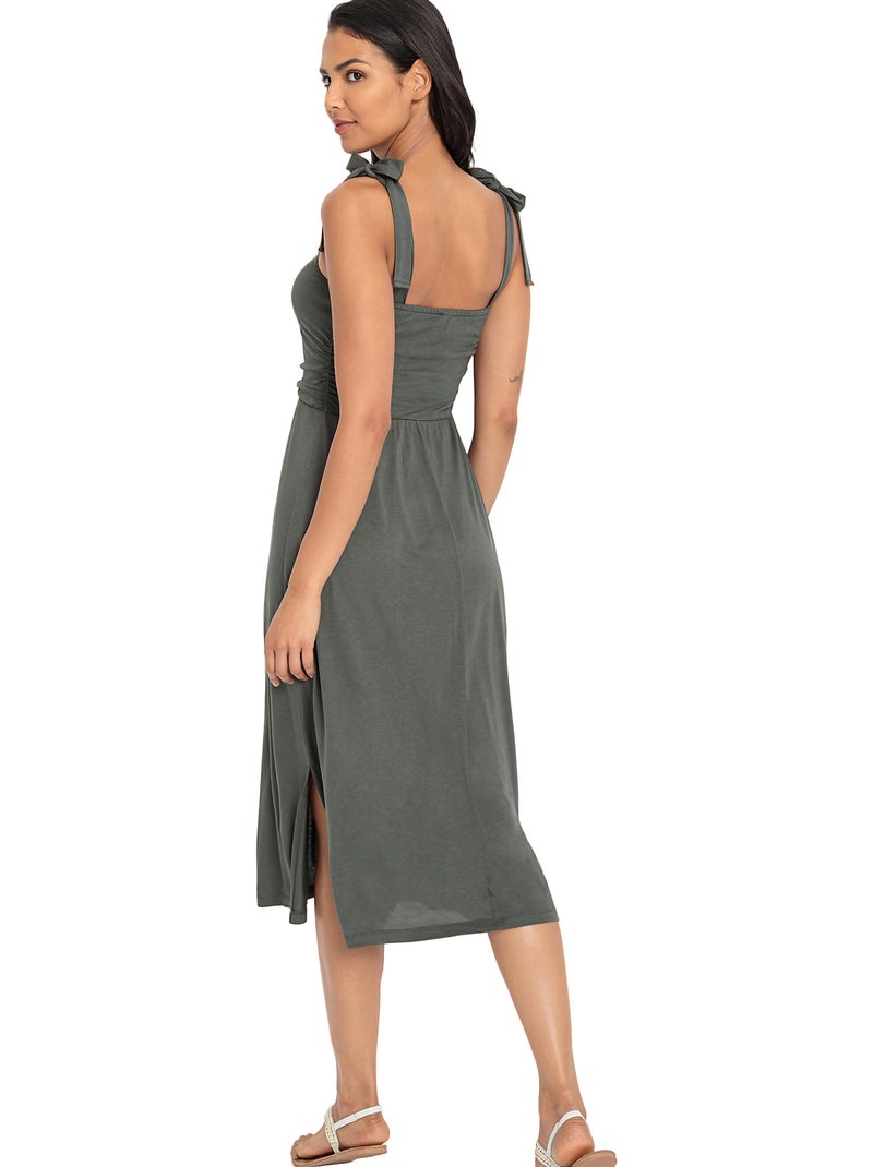 Robe estivale mi-longue Olive Kaki - Kiabi