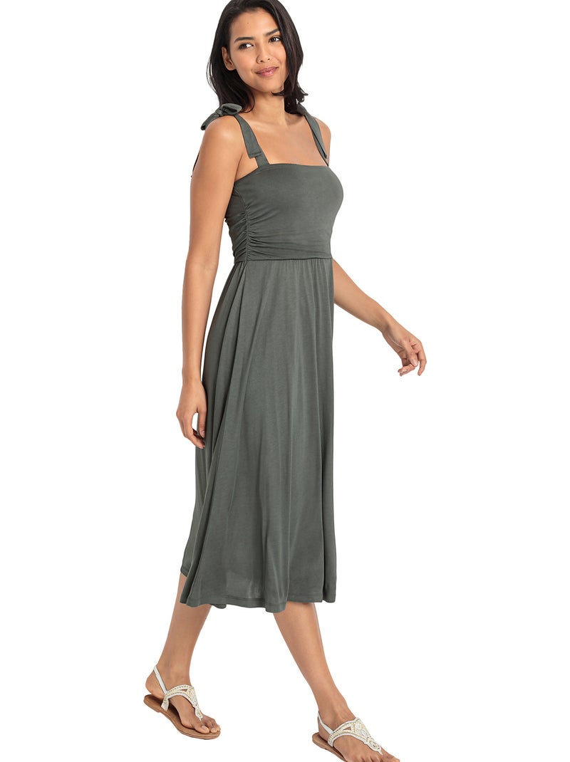 Robe estivale mi-longue Olive Kaki - Kiabi