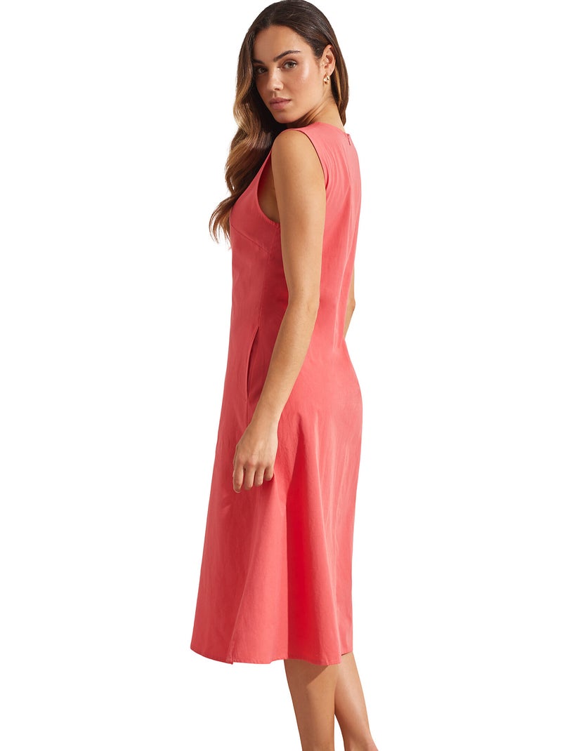 Robe estivale mi-longue sans manches BOREALIS Orange corail - Kiabi