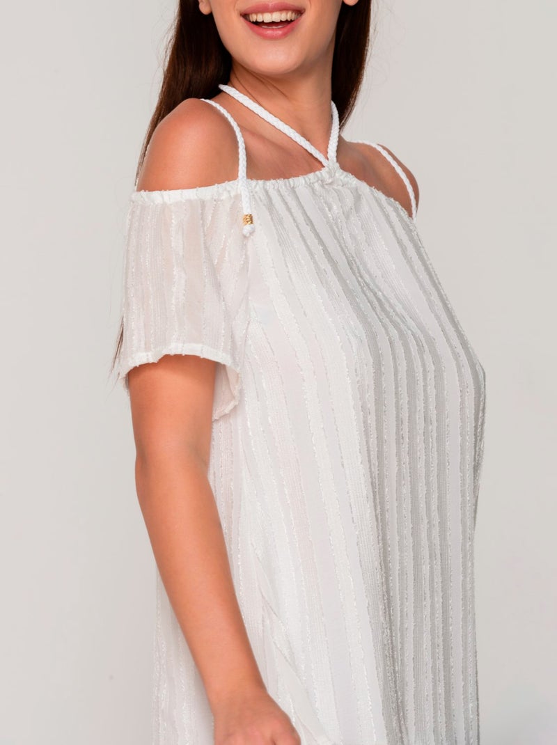 Robe estivale midi épaules tombantes PRAISE Ecru - Kiabi