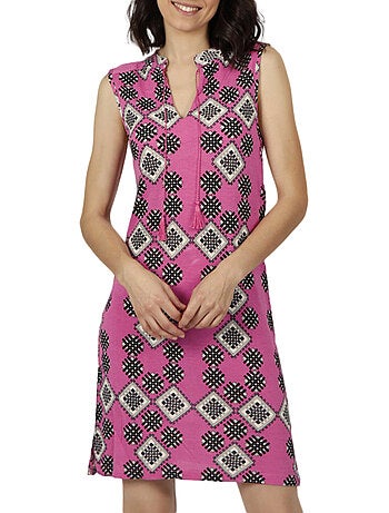 Robe estivale sans manches Art Deco fuchsia