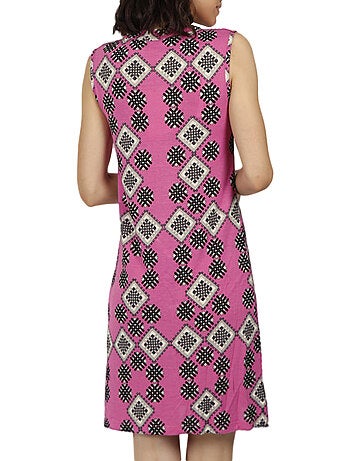 Robe estivale sans manches Art Deco fuchsia