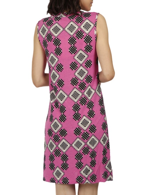 Robe estivale sans manches Art Deco fuchsia - Kiabi