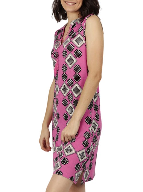 Robe estivale sans manches Art Deco fuchsia - Kiabi