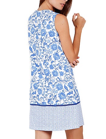 Robe estivale sans manches Etienne bleu