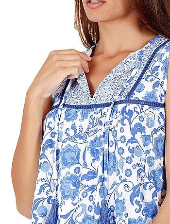 Robe estivale sans manches Etienne bleu