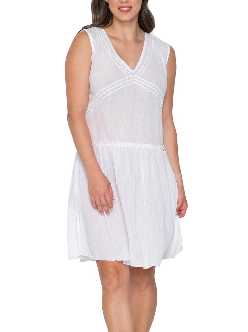 Robe estivale sans manches Mia Blanc - Kiabi