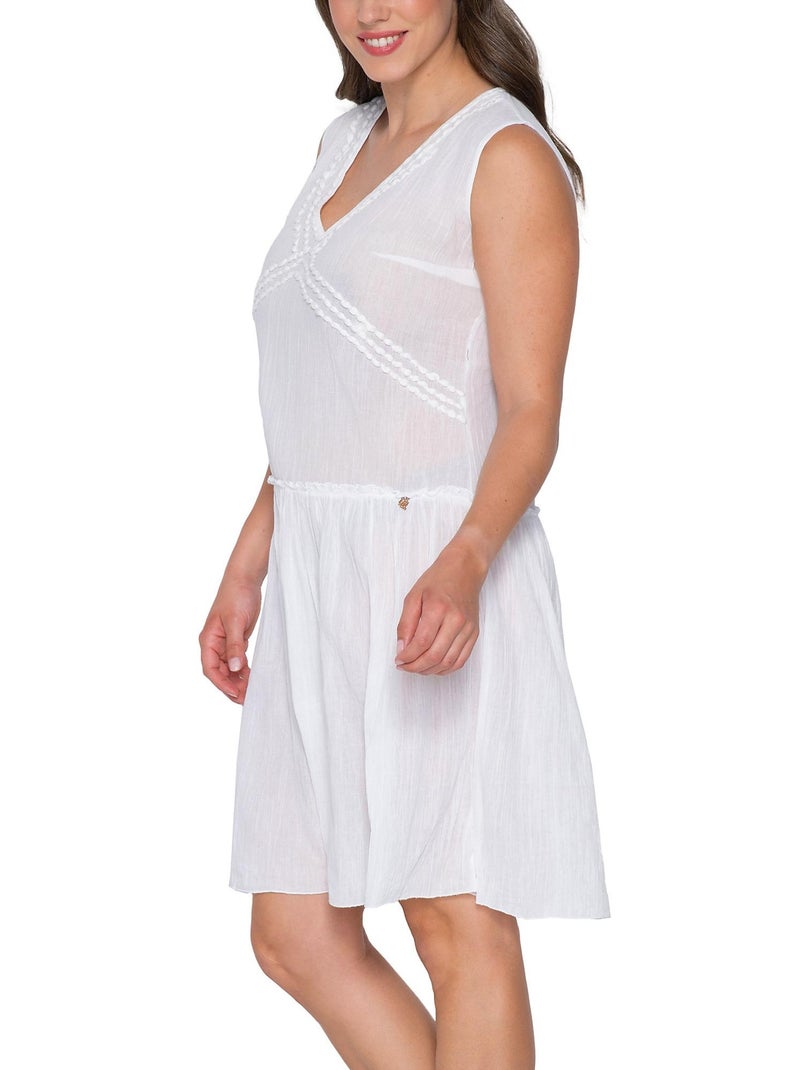 Robe estivale sans manches Mia Blanc - Kiabi