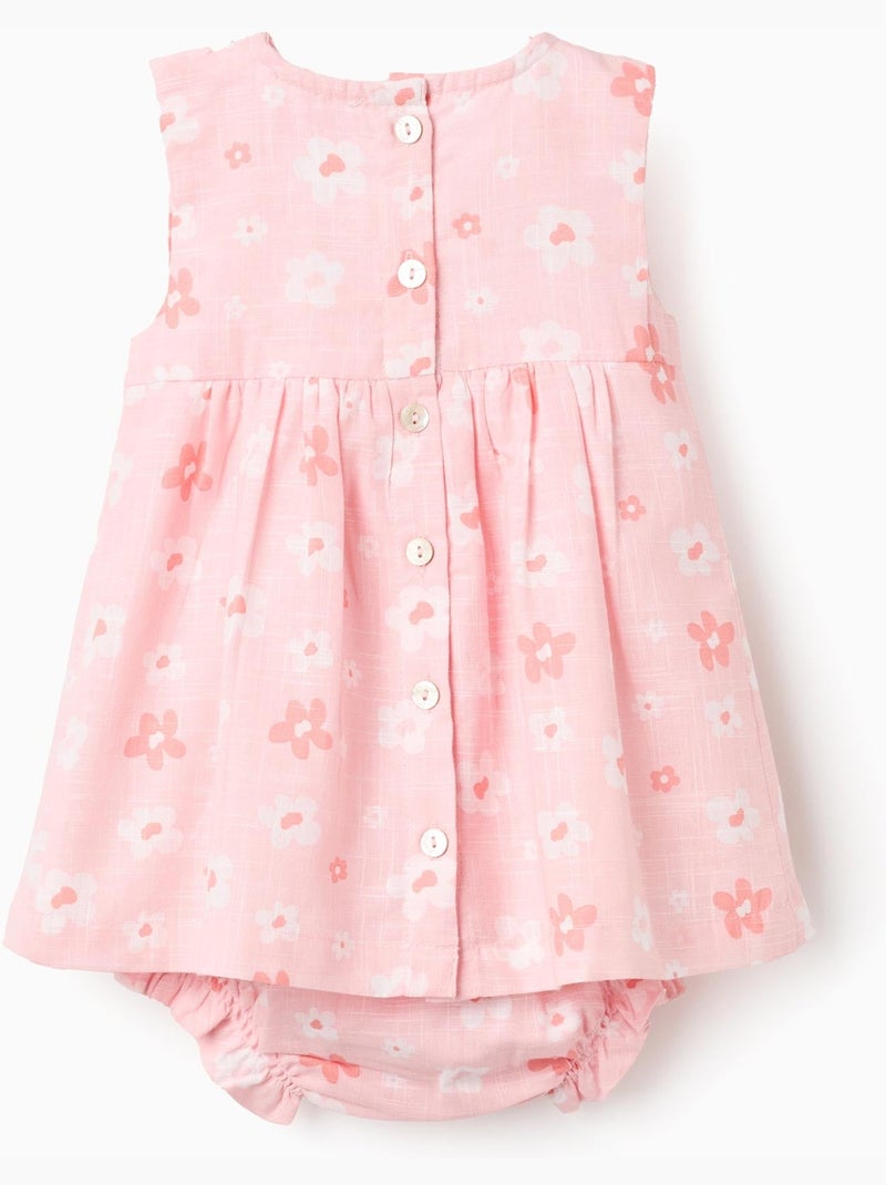 Robe et bloomer en coton à fleurs Rose clair - Kiabi